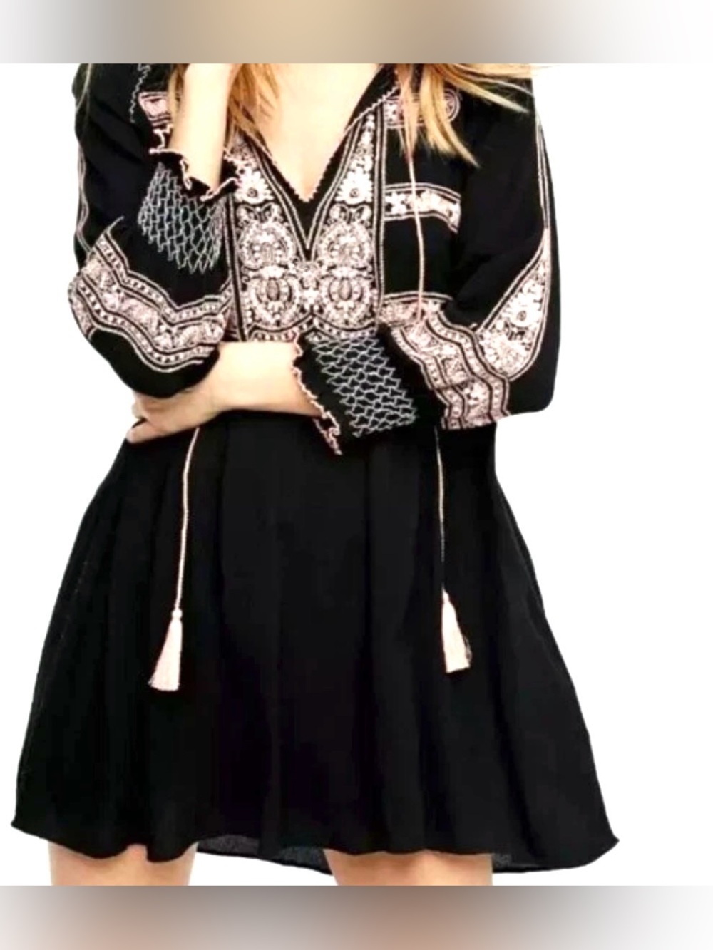 Free People, Wind Willow Embroidered mini dress. Size Medium - Picture 3 of 15